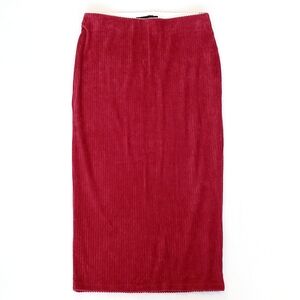 Atmosphere Elegant Brick Red Corduroy Long Pencil Skirt 10